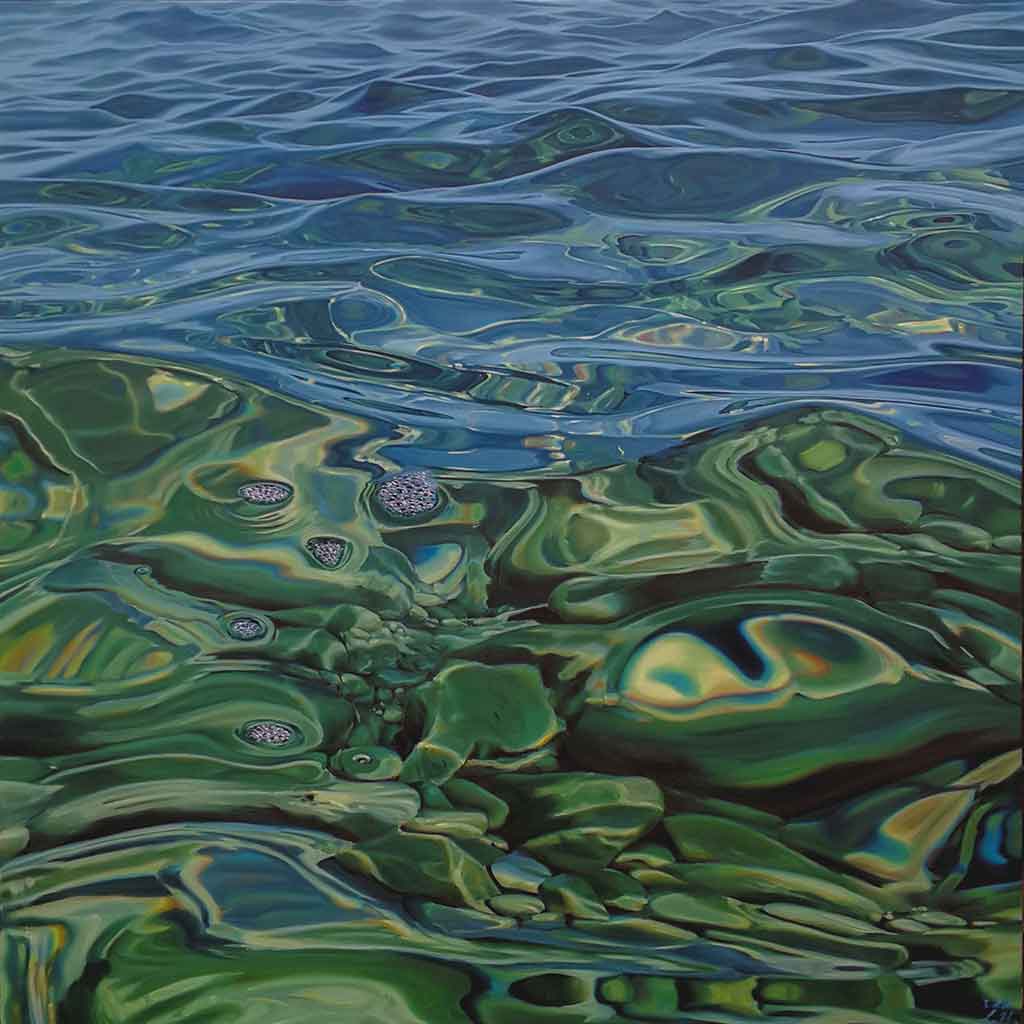 „Hypnosis at Adria“, 2022, Öl auf Leinwand, 100 x 100 cm