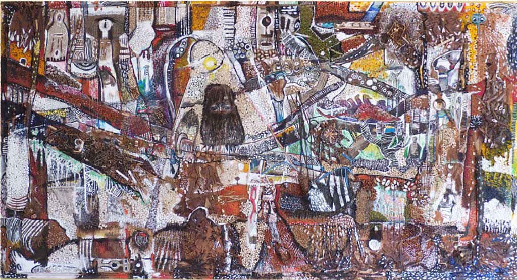 „Cadaver’’  Mixed Media Collage,   (h w d):  110 x 210 cm, 2019 