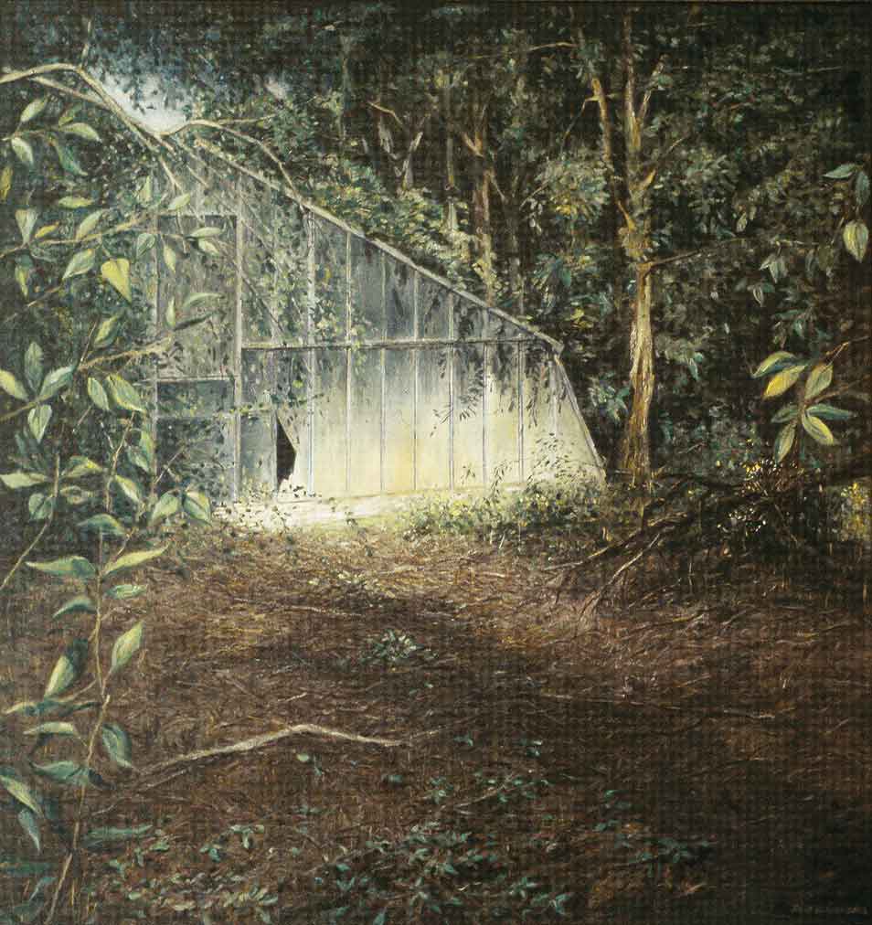 Treibhaus, 2002, Öl auf Lwd., 95 × 90 cm