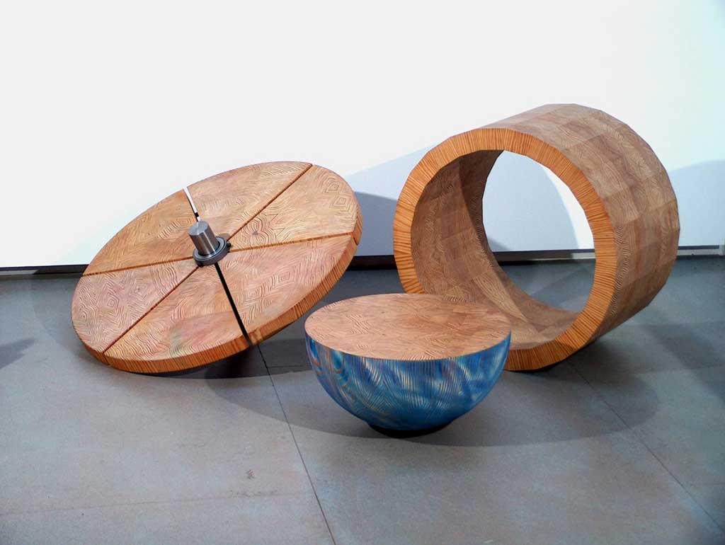 3.)	„Trilogie der Bewegung“ 1995-2003, Holz Montage, ca 160x130x74 cm