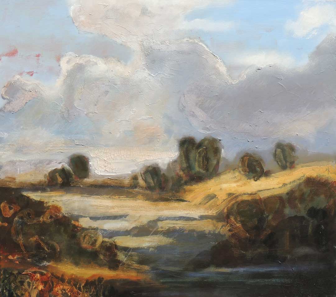 „Schöner Landstrich“, 2020, Mischtechnik auf Leinwand, 80 X 90 cm