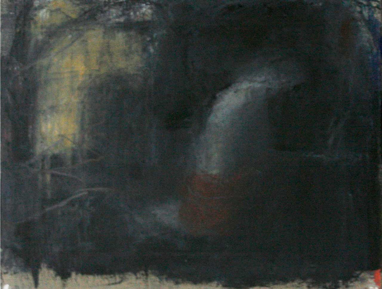 „nach A. Elsheimer11(Tobias und der Engel)“: 2013, Öl, Leinwand, 24 x 30 cm
