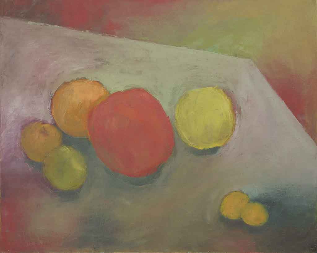 Früchte I«, 2019, Öl auf Leinwandplatte, 40 x 50 cm