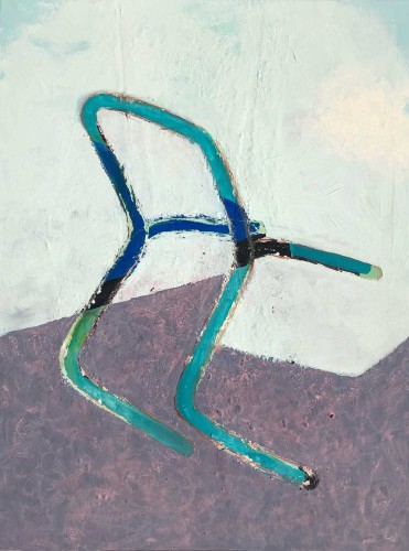 „freischwingend II“, 2019, Acryldispersion, Farbpigmente, Marmormehl,  80 x 60 cm.
