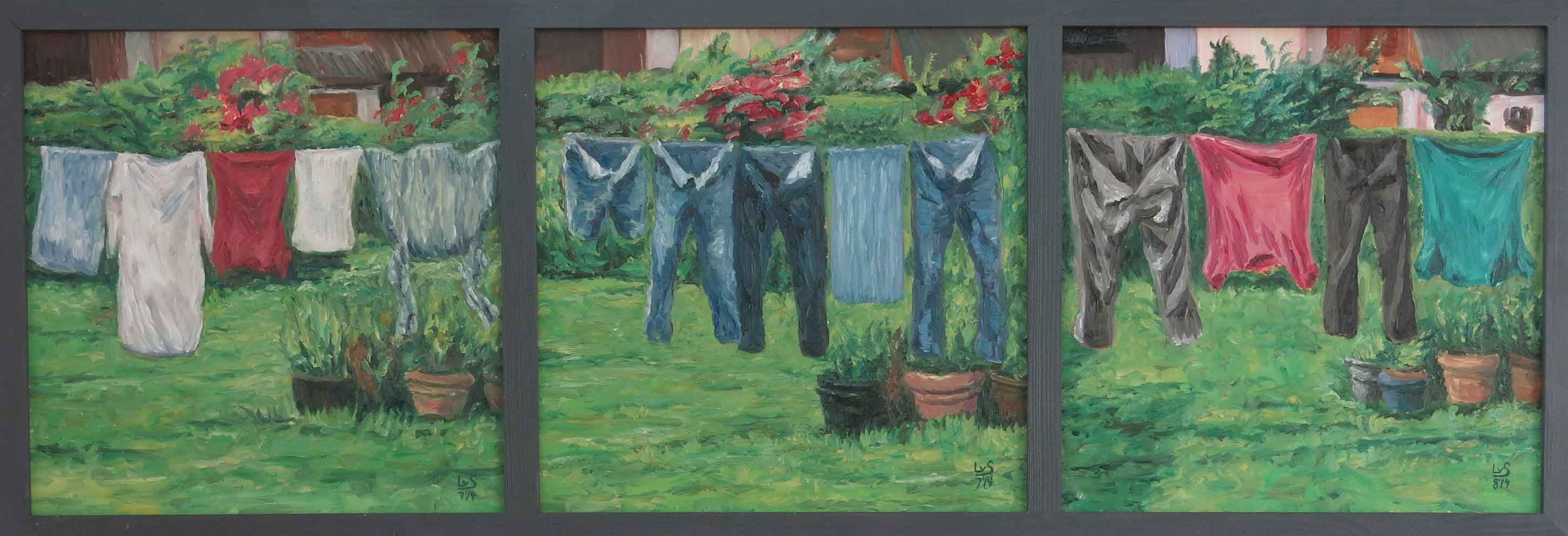 „Wäsche“, 2015, Öl auf Hartfaser, 30 X 90 cm