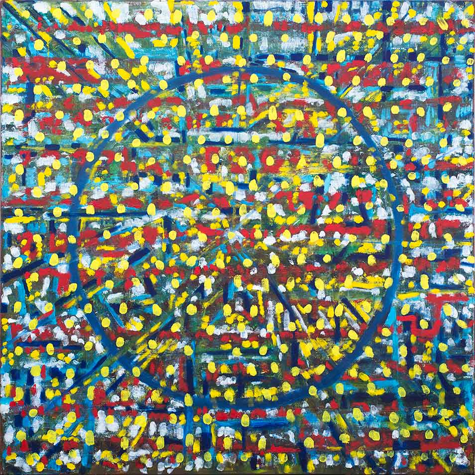 „Corona", 2022, Öl auf Leinwand, 100 cm x 100 cm